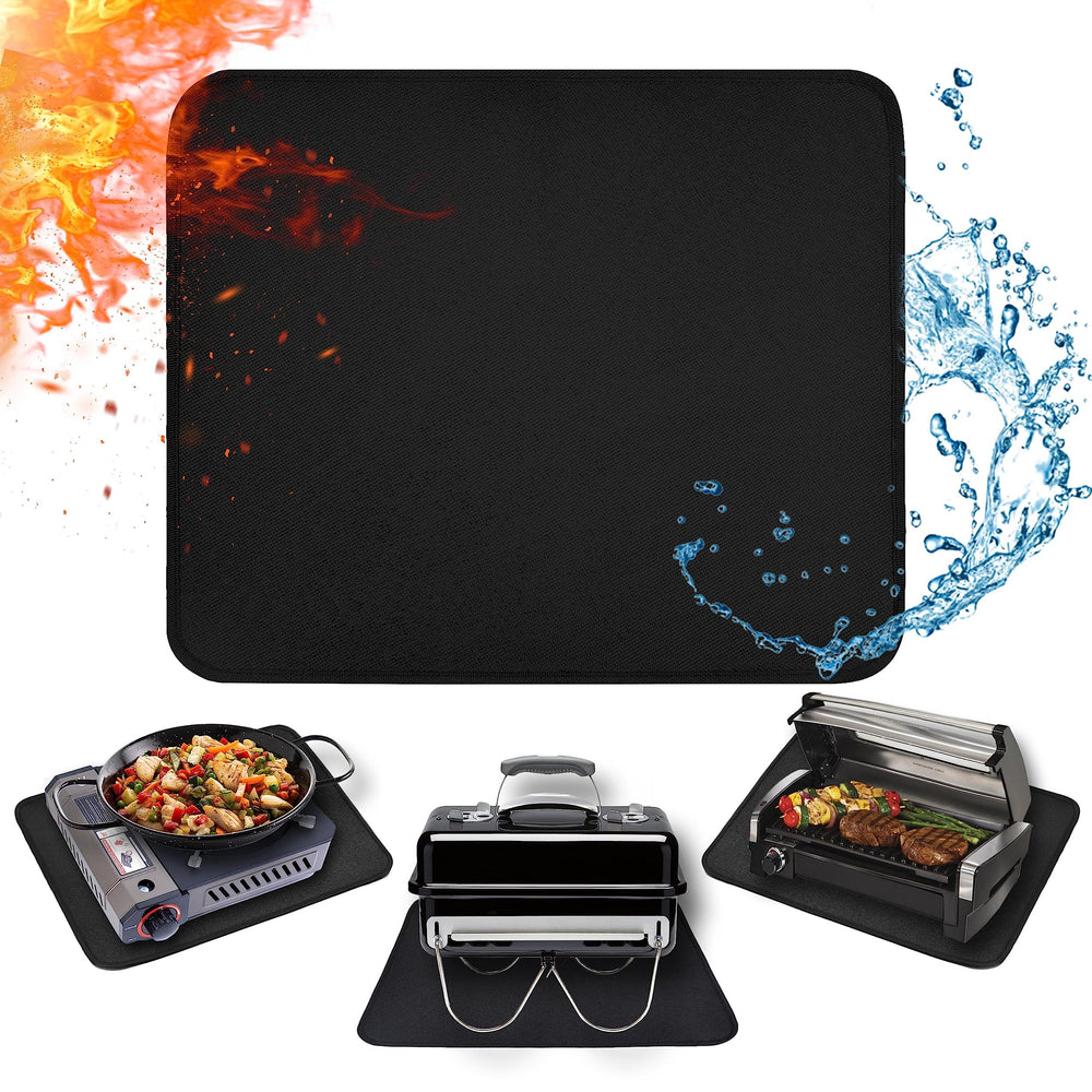Amerbro mat front view showing full 18x15 protector and sleek black finish for surface protection