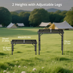 Anbte close-up iron mesh tabletop showing heat resistance and easy cleaning