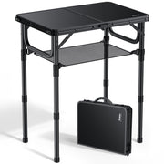 Anbte front view folded out shows stable table for camping convenience
