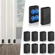 ANGAR front view of 16-piece black curtain weights showing compact set and benefit of tidy storage