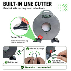 A ANLEOLIFE loaded trimmer in use demonstrating quieter, cleaner cuts