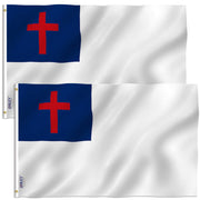 ANLEY front view of 3x5 ft Christian flag showing vivid colors and clear design benefit: visibility