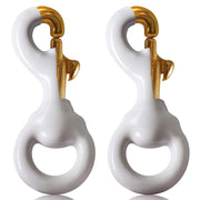 Anley front packaging showing two white-coated brass snap hooks and benefits
