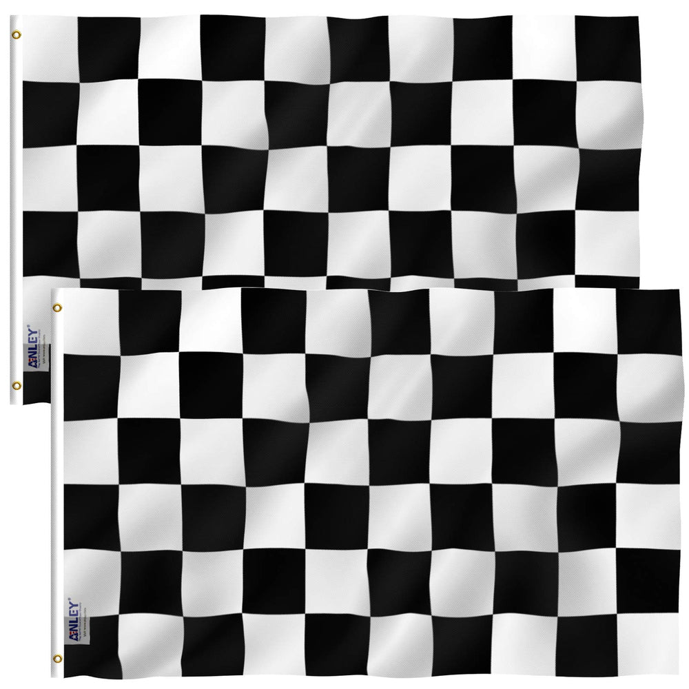 ANLEY front view checkered flag showing vivid black and white colors and clear pattern