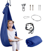 Aokitec front view of sensory swing showing cozy hammock benefits