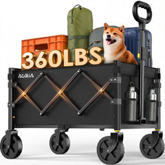 AOMIA wagon front view showing sturdy frame and roomy bed for heavy loads