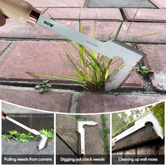 AON in use pulling a dandelion to preserve nearby plants