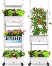 AOONEG front view assembled hydroponic garden showing full 42-pod capacity and compact footprint