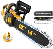 APEXPOWER 14-inch chainsaw front view showing compact cordless design and portability