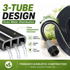 Apgooface flat hose lying on grass highlighting tangle-free design
