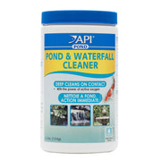 API front-view container of pond cleaner showing label and size benefits