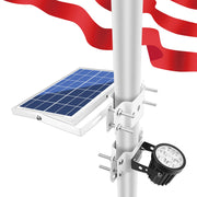 APONUO flagpole light front view showing compact design and durable build benefit.