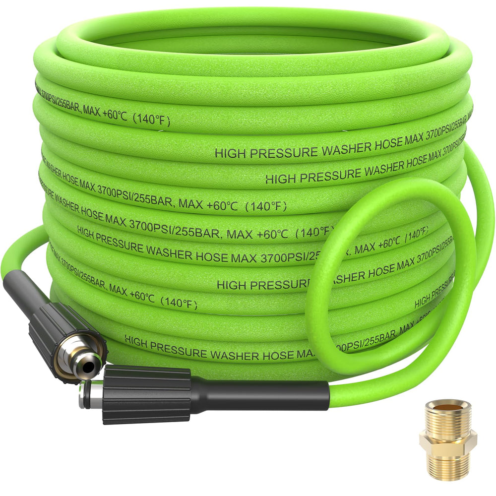 APOWER full-length 50ft hose showing flexible reach and ease of use