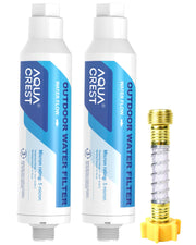 AQUA CREST front view of inline filter showing connection and compact design benefit