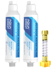 AQUA CREST front view of inline filter showing connection and compact design benefit