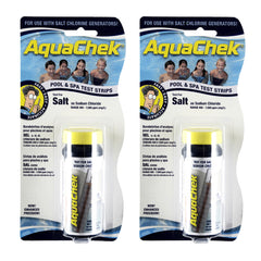 AquaChek front packaging showing two 10-count salt test strip packs for quick checks