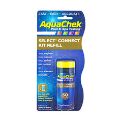 AquaChek Select test strip close-up showing pads for fast multi-parameter checks