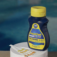 AquaChek close-up of test strip pads revealing clear color blocks