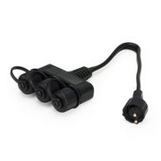 Aquascape 3-way splitter front view showing three quick-connect ports and durable housing for neat installations