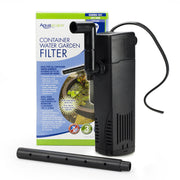 Aquascape filter front view showing compact black housing and outlets for efficient circulation
