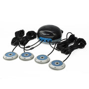 Aquascape front view showing compact pump and outlets for quiet aeration
