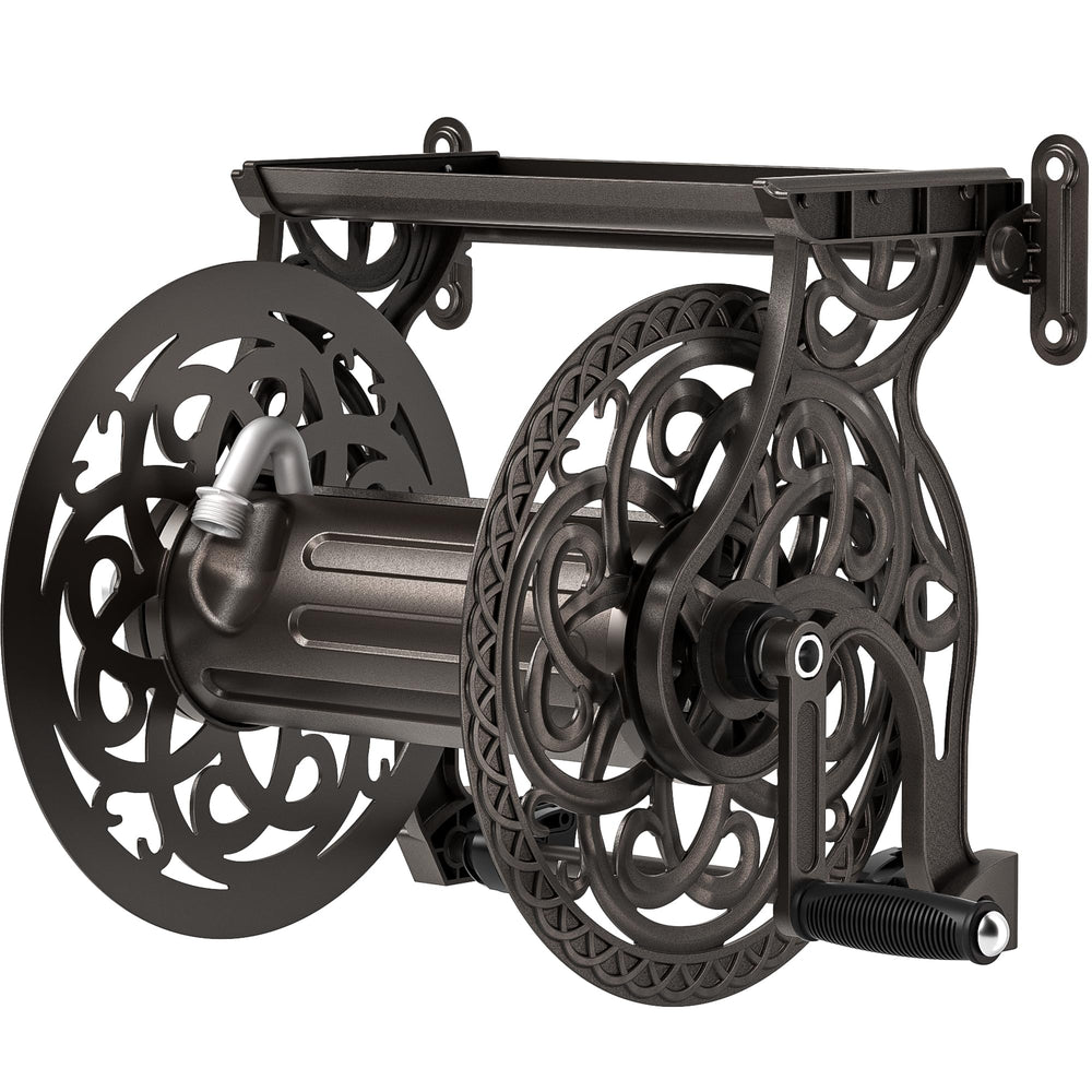 AQUAZILLA front view wall-mounted reel showing neat hose storage and curb appeal