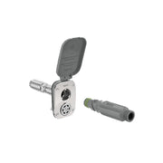 Aquor front view of slate gray hydrant showing streamlined exterior and easy access
