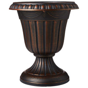 Arcadia Garden brushed copper urn front view showing decorative curb appeal