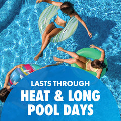 ARM & HAMMER tablet dissolving in pool water demonstrating gradual balance