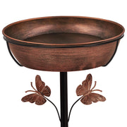 Artfulites front view of metal bird bath showing stable design and weatherproof finish