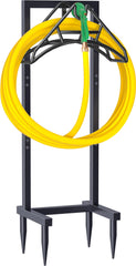Artigarden front view of freestanding hose holder showing stability and neat storage
