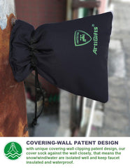 ArtiGifts cover installed on outdoor faucet providing freeze protection