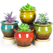 ARTKETTY front view of four glazed ceramic pots showing coordinated style and compactness