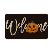 Artoid Mode black pumpkin front view showing bold welcome design and festive curb appeal