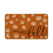 Artoid Mode front view of pumpkin doormat shows autumn welcome and clear text