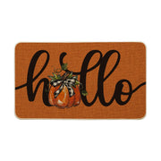 Artoid Mode front view of hello pumpkin doormat welcoming guests