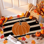 Artoid Mode front view of watercolor pumpkin doormat showing welcome design and curb appeal