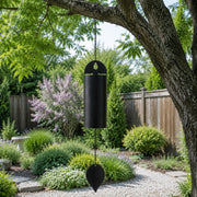 ASDFG front view of 27-inch wind chime showing elegant silhouette and calming presence