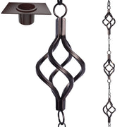 Aseneat front view showing complete 8.5ft rain chain and packaging for easy setup