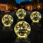 Askyli front packaging showing four 15in solar pool lights and benefits