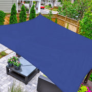 AsterOutdoor front view of blue rectangle sail showing canopy benefit