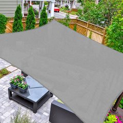 AsterOutdoor front view of 10x13 gray shade sail showing full coverage benefit