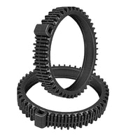 ATIE front view of two replacement tires showing fit for Rebel and Warrior, improves grip