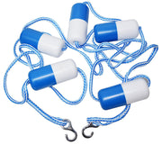 ATIE front view float line showing buoys and hooks for clear pool marking