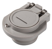ATIE vac lock front view showing compact light gray fitting and secure look