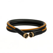 Atlantic front view of 5 ft black leader hose showing compact design and quick hookup benefit