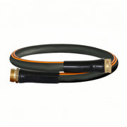Atlantic front view of short black leader hose showing compact packaging and portability