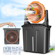 Ausic front view showing 9L bucket and fan delivering broad cooling