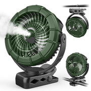 Ausic front view clip-on fan showing controls and compact design for portable cooling