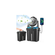 Ausic front view of fan showing assembled unit and outdoor portability benefit